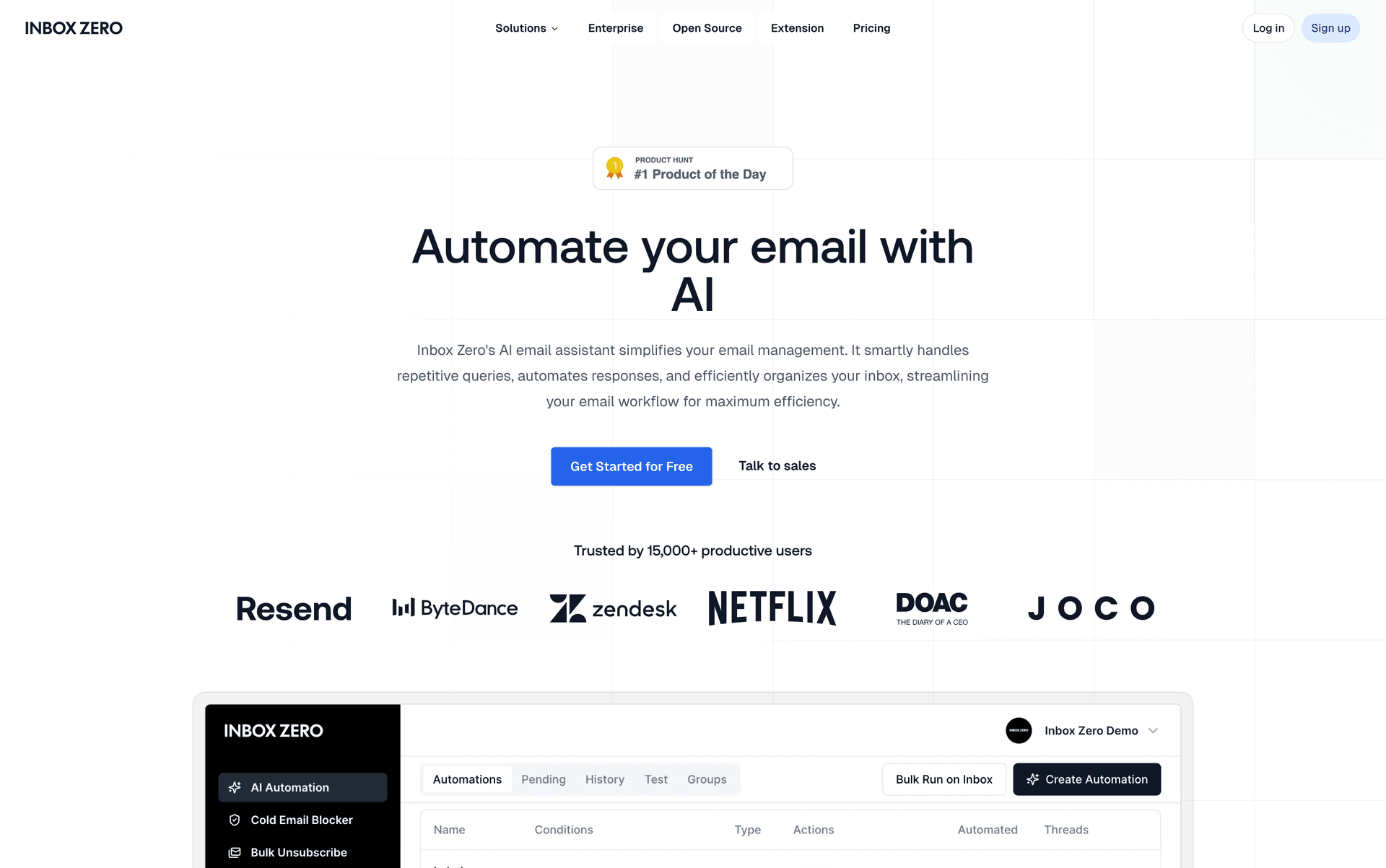 Inbox Zero AI email automation feature